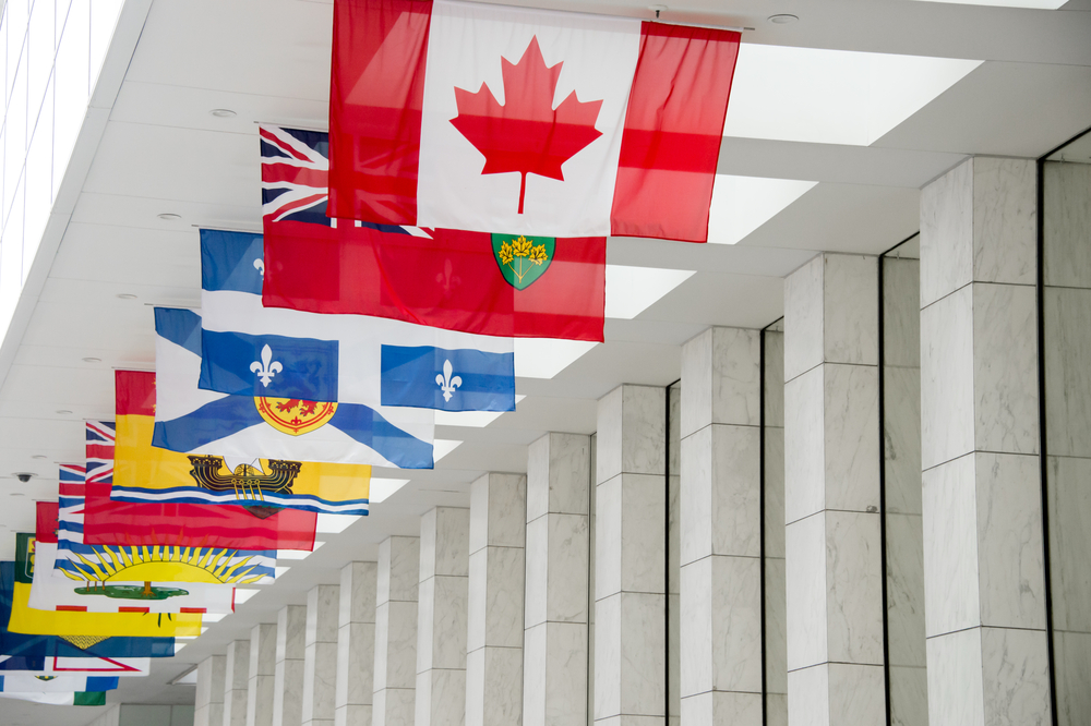 canadian Flag along with the flags of the 10 Canadian Provinces