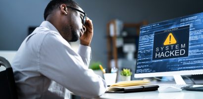 Business Computer Hacked. Cyber Security Virus Attack