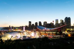 Downtown Calgary on the last night of the Calgary Stampede