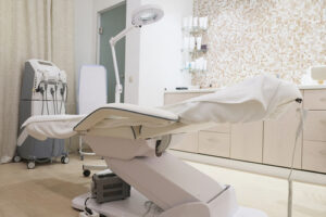 White patient's chair in cosmetology office